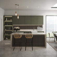 Load image into Gallery viewer, Smoked Grey Acoustic Slat-Wall Panel