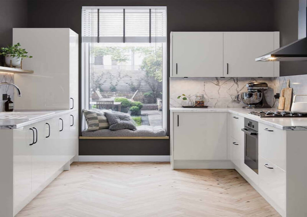 Piatto Gloss Dove Grey Slab Kitchen Cabinets