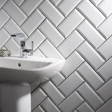 Load image into Gallery viewer, White Gloss Herringbone Bathroom Tiles
