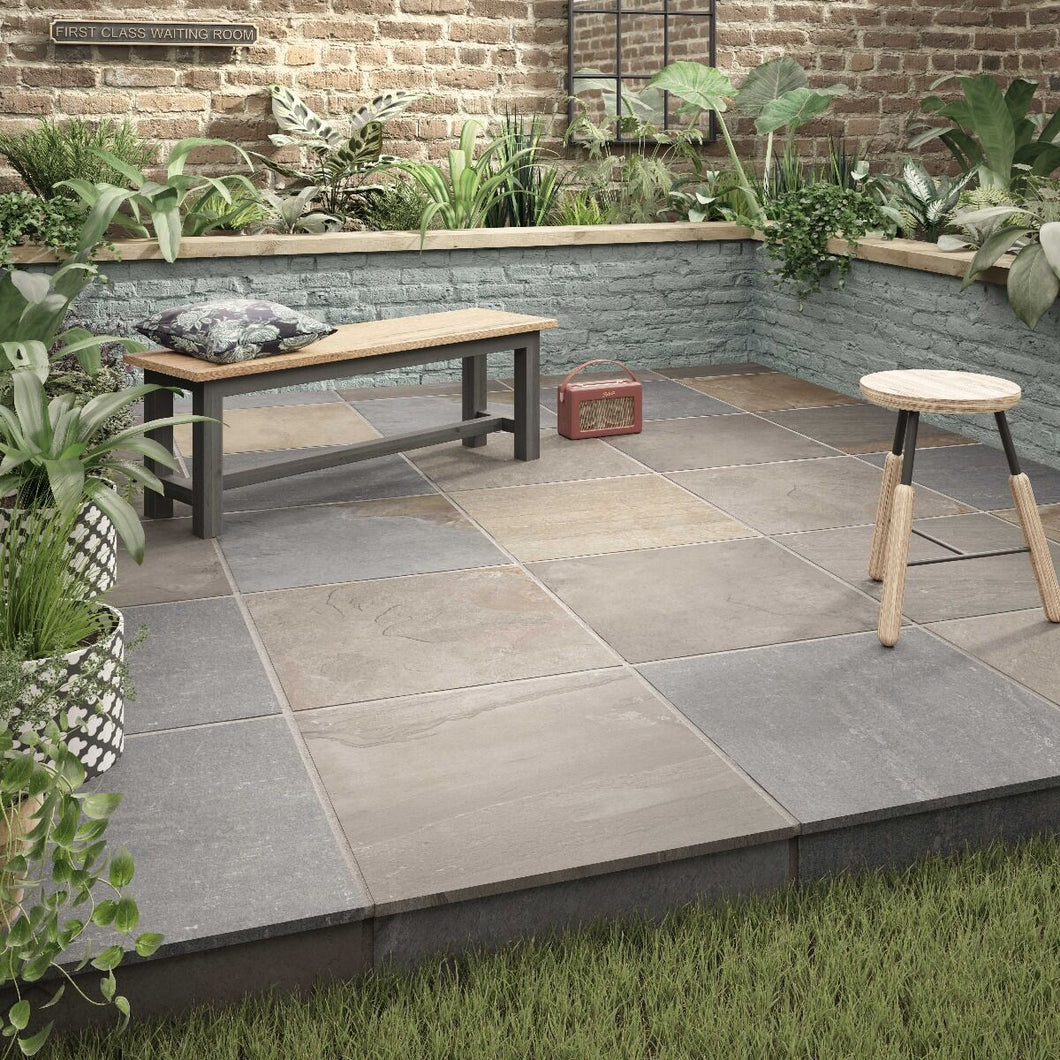 Alfresco Newby Grey Multi Matt Porcelain 600x600x20mm (2 Tiles per box 0.72m2)