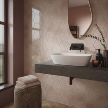 Load image into Gallery viewer, Hope Pink Gloss Hexagonal Wall Tile
