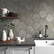 Load image into Gallery viewer, Hexagonal Steel Porcelain Wall &amp; Floor Tile
