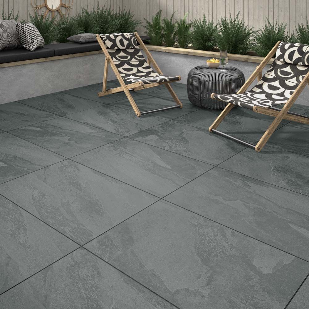 Alfresco Wilsden Slate Black Matt Porcelain 600x900x20mm (1 Tile per box 0.54m2)