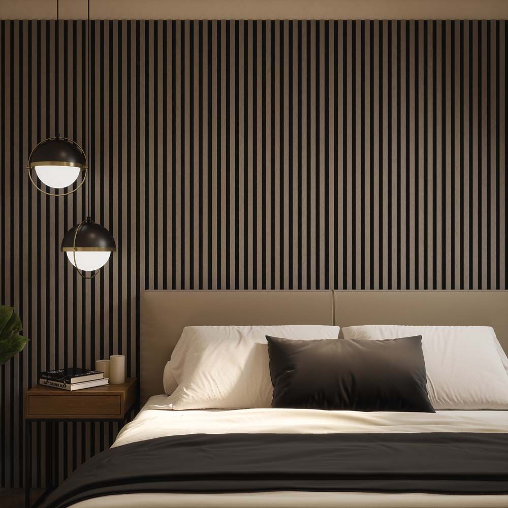 Misty Grey Acoustic Slat-Wall Panels