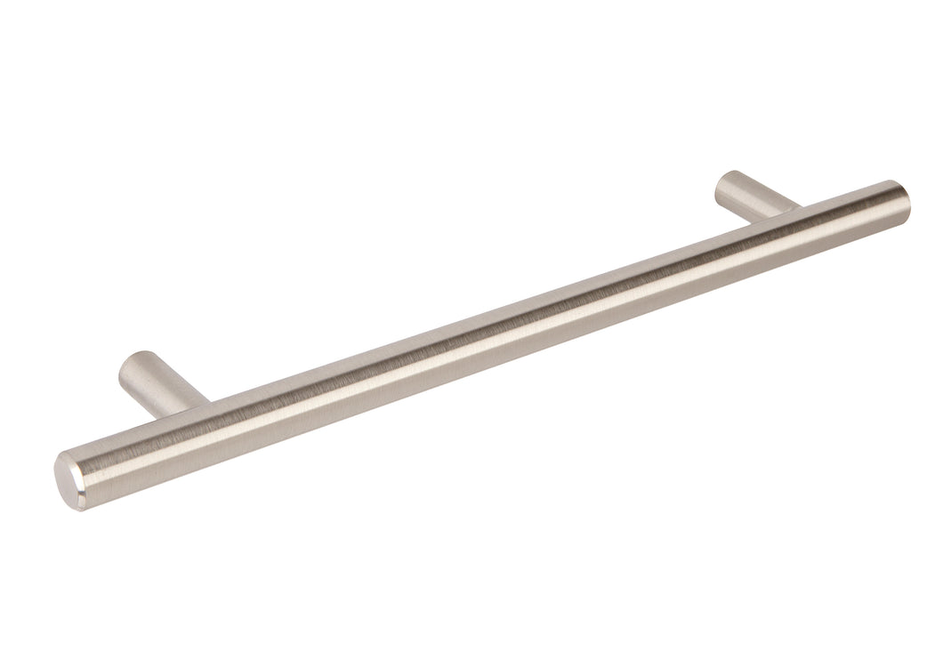 Flat end T bar handle brushed steel