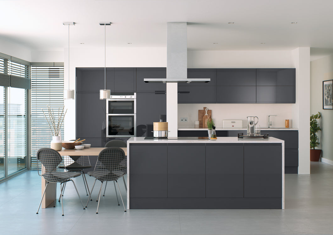 Lucente Anthracite High Gloss Handleless Replacement Kitchen Doors