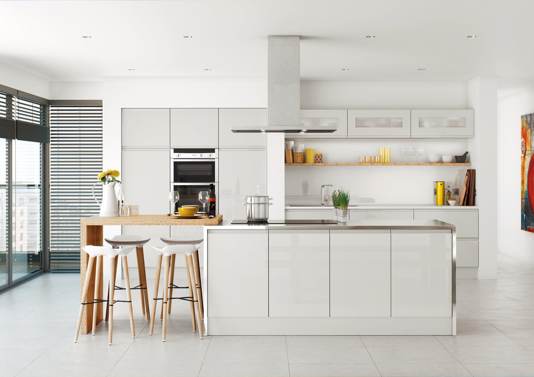 Lucente Grey High Gloss Handleless Replacement Kitchen Doors 