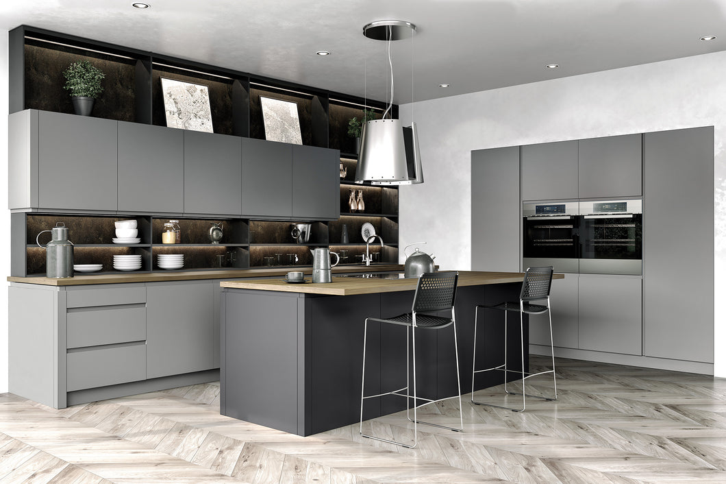 Lucente Dust Grey Matt Handleless Replacement Kitchen Doors